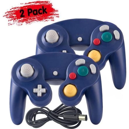 2 x filaire classique MANETTE contrôleur JOYPAD GAMEPAD pour NINTENDO GAMECUBE GC &amp; Wii -Bleu