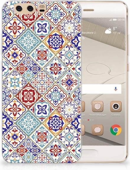 Huawei P10 Plus TPU Siliconen Hoesje Tiles Color