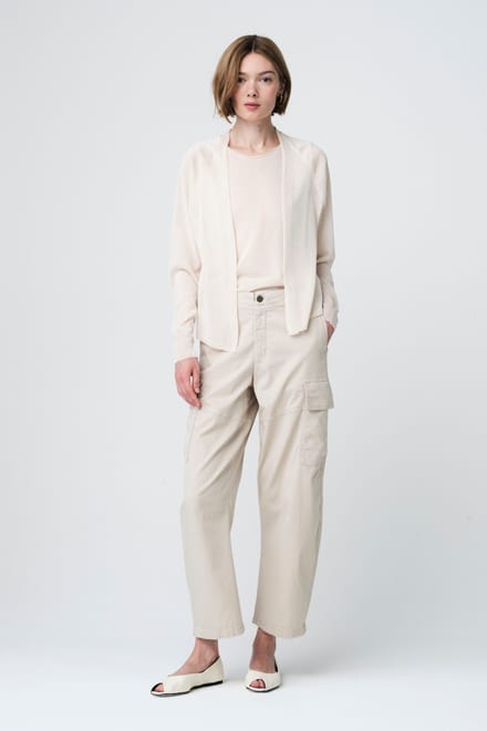 Fine Viscose Cardigan 26023 | Ecru - Ecru / M