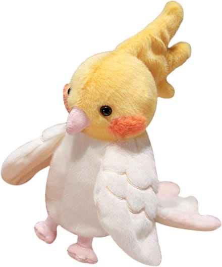 Handpop Vogel - Papegaai Pluche - Interactief Spel - Huidvriendelijk Materiaal - 21.9 x 14.9 cm - Wit
