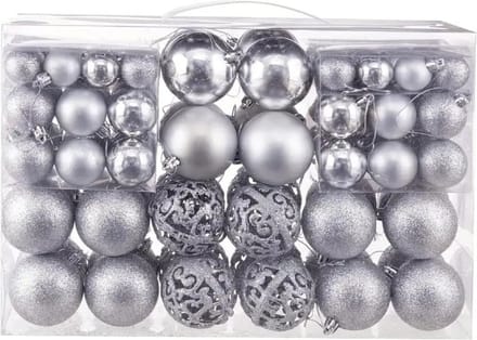 Nivard Kerstballen - Kerstversiering - Plastic - Zilver - Kerstballenset - 100 stuks