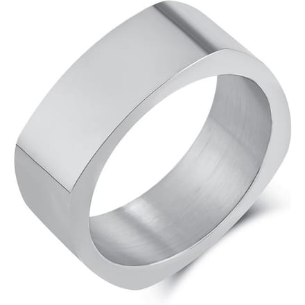 Bague Carrée en Acier Inoxydable Froide Neutre Personnalité de Niche Acier Titane à Quatre Faces 11# white