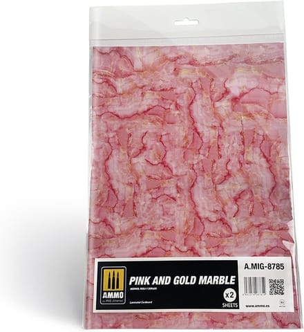 AMMO by Mig Jimenez Modelbouwpakket - MIG 8785 Marble Pink - Gold - Smooth Sheet of Marble - 2pcs Accessoires set - AMMO - Modelbouw