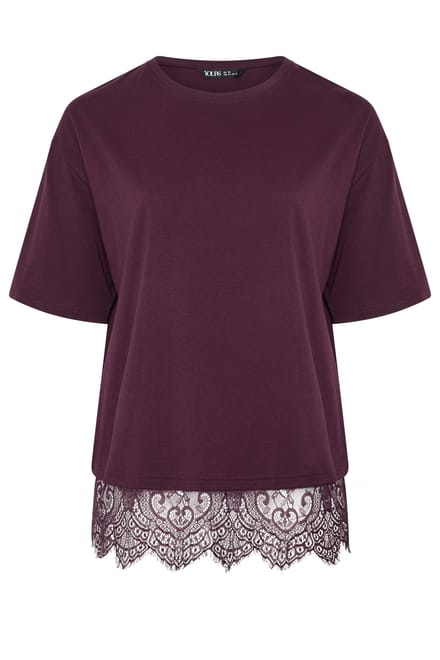 Yours Paars Tshirt Met Kanten Zoom Size 54-56