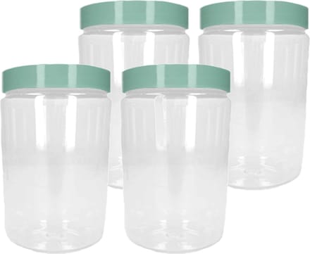 PlasticForte Voorraadpot/bewaarpot - 4x - 375 ml - kunststof - mint groen - B7 x H12 cm