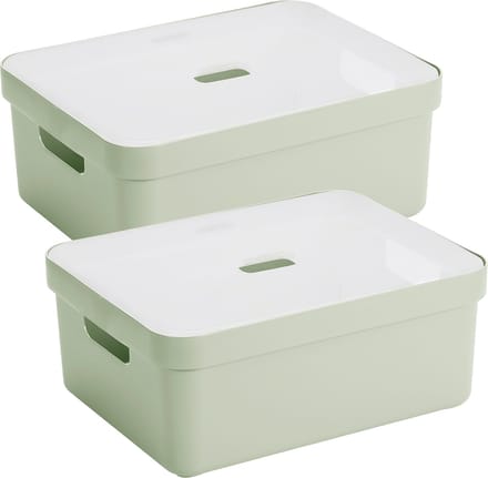 Sunware Sigma Home opbergbox 24L - Set van 2 - Groen/Transparant