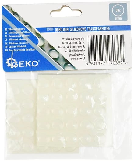 GEKO Siliconen stootdoppen - zelfklevend - geluiddempend - transparant - 8 mm - 50 stuks