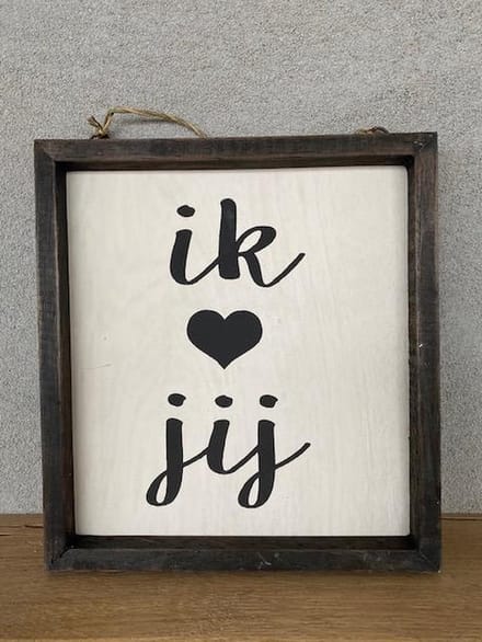 Tekstlijstje ik (hartje) jij / tekstbordje / liefde / cadeau
