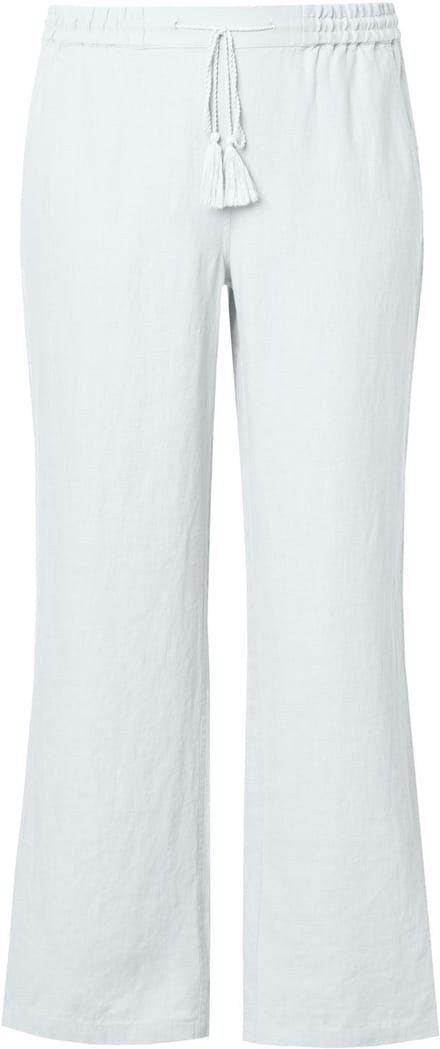 Ulla Popken - Dames - Linnen broek Mary elastische tailleband wijde - Sneeuwwit - Maat 48