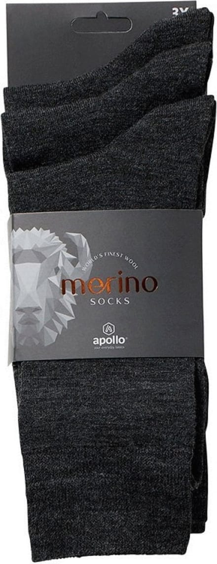 Apollo Sokken Wol 3-Pack Antraciet - Sokken - 39-42