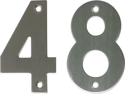 AMIG Huisnummer 48 - massief Inox RVS - 10cm - incl. bijpassende schroeven - zilver