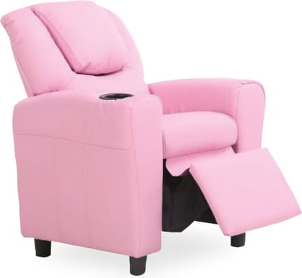 Relaxfauteuil Kids Roze - Kunstleer - Zithoogte 36 cm - Zitdiepte 30 cm