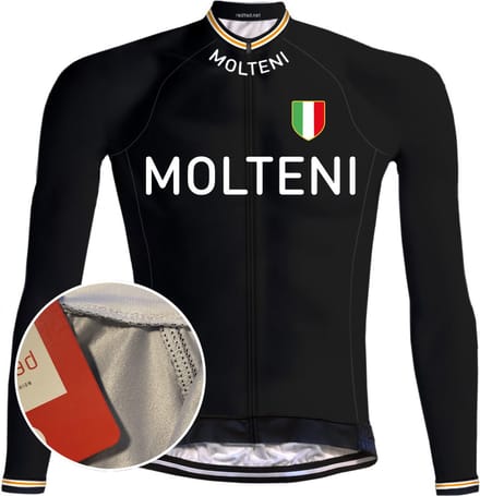 Retro Wielershirt met lange mouwen Molteni Zwart - REDTED - S