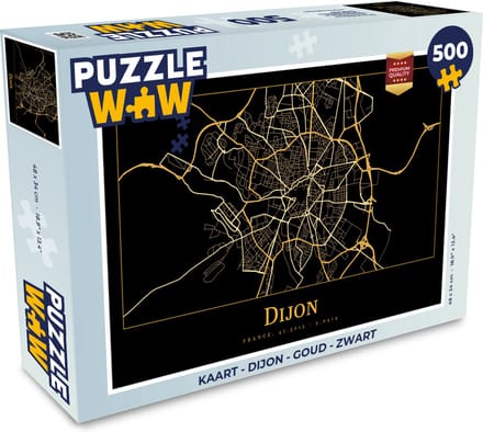 Puzzel Kaart - Dijon - Goud - Zwart - Legpuzzel - Puzzel 500 stukjes