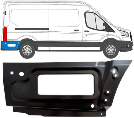 Reparatiepaneel achter spatbord achterste deel voor Ford Transit 2014- / Rechts