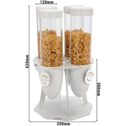 GGM Gastro Cerealienspender - vierfach - rotierend - Ø 120mm - Weiß - Drehausgabe Wit