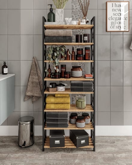 Asir - Multifunctionele plank - Zwart - 100% PLASTIC HOUT - 68 x 20 x 14 cm
