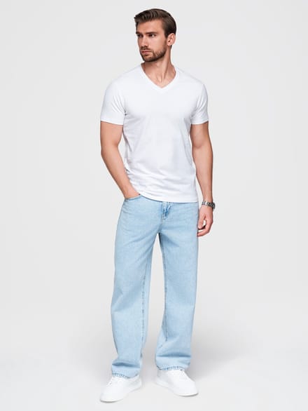 OMBRE T-shirt - Katoen - Korte Mouw - Effen Wit M