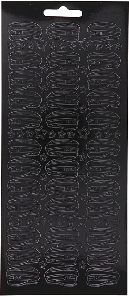 Stickers, hoed, vel 10x23 cm, zwart, 1 vel