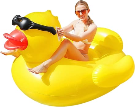 Opblaasbare Eend - Zwemband Eend - Waterpret - Versterktenaden - 180 cm lang - Geel