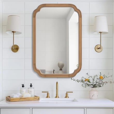 Houten Wandspiegel met Rustiek Frame voor Badkamer en Woonkamer