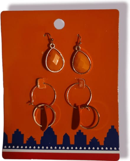 Oranje oorbellen, 2 sets Koningsdag/EK/WK