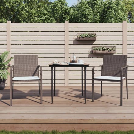 vidaXL - Tuinstoelen - 2 - st - met - kussens - 56x59x84 - cm - poly - rattan - bruin
