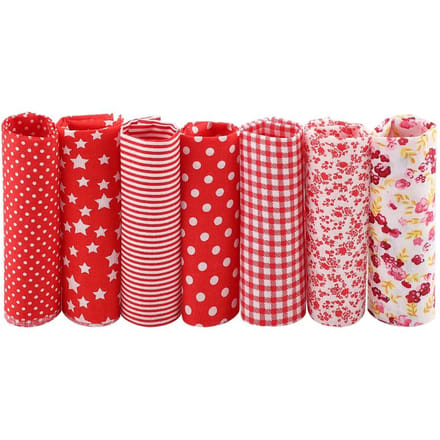 7 pièces 50*50cm Tissu Coton DIY Carrés Assortis Prédécoupés Kit Literie Quarters Bundle Red