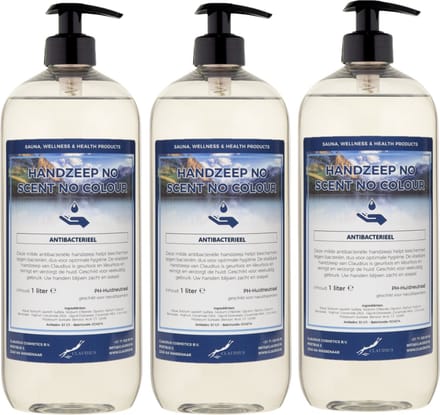 Handzeep No Scent, No Colour 1 liter - met gratis pomp - set van 3 stuks