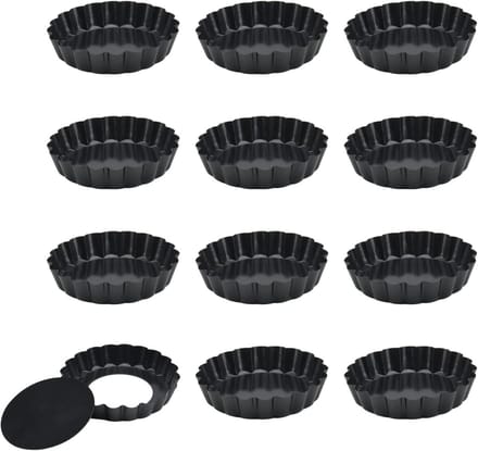 12 Mini Taartvormpjes 10 cm - Ronde Geribbelde Quicheblikken zonder Merk