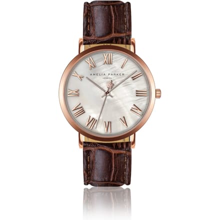 Lederen horloge voor vrouwen Amelia Parker Classique Brown