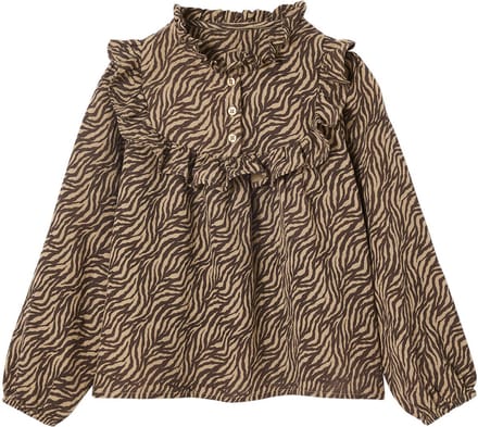 Vertbaudet Blouse van katoengaas met zebraprint voor meisjes