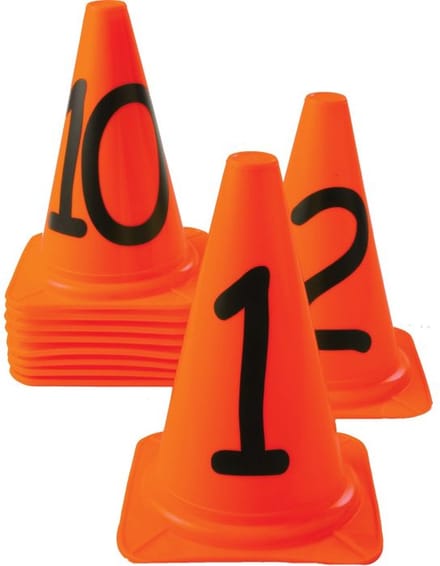 Set Afbakenkegels - Genummerd 0 t/m 9 - Oranje - Pionnen