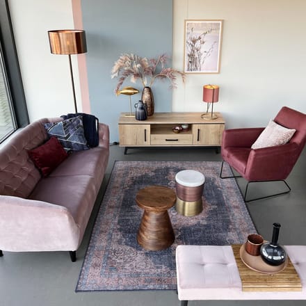 TV-Meubel Batenburg - MDF/Metaal - Eiken/Zwart - 150x50x45 cm (BxHxD)