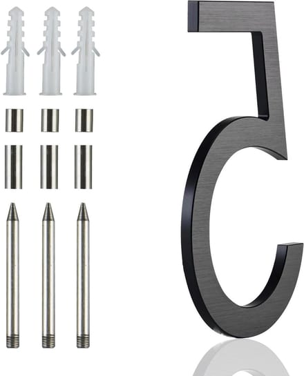 Huisnummers Buiten - Adresnummers Metaal - Huis Markeren - Drijvend Effect - 8 Inch - Zwart