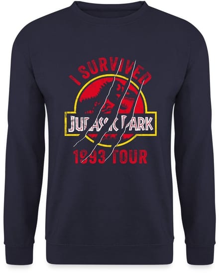 Jurassic Park Bekrast Logo I Survived 1993 Tour Sweater Heren