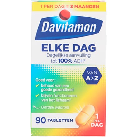 Davitamon Elke Dag - Complete multivitaminen met 22 essentiële vitamines en mineralen- 90  tabletten