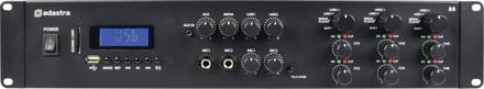 Adastra A6 multi-zone stereo PA versterker 6x 200W met mediaplayer, BT en microfoon aansluiting
