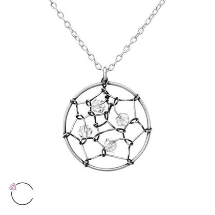 Amanto Ketting Elphi - 925 Zilver E-Coating - Swarovski - ∅17mm - 45cm