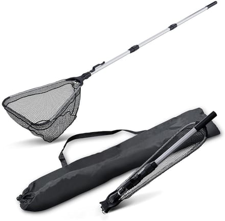 Zylo® Schepnet Vissen - Visnet - Telescoop Schepnet - Met Rubber Gevoerd Visnet - 55x55x1cm - Zwart