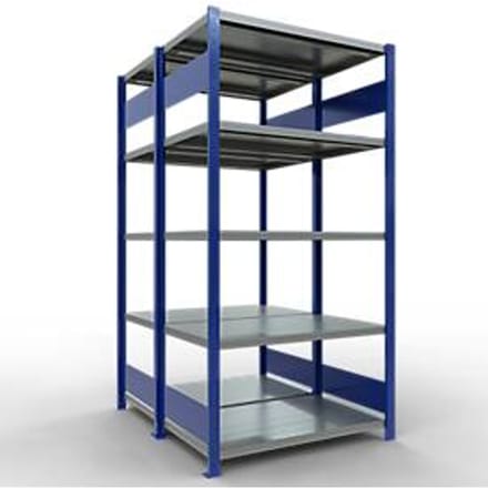 SCHULTE Lagertechnik - Dubbel legbordstelling. Type 250 kg - 2000x1000x2x600 mm, 10 schappen