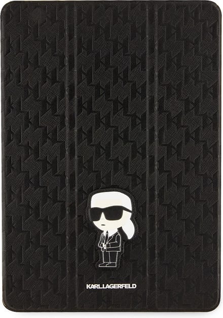 iPad 10.2 2021 (9e gen)/iPad 10.2 (2020)/iPad 10.2 (2019) Bookcase hoesje - Karl Lagerfeld - Effen Zwart - Kunstleer