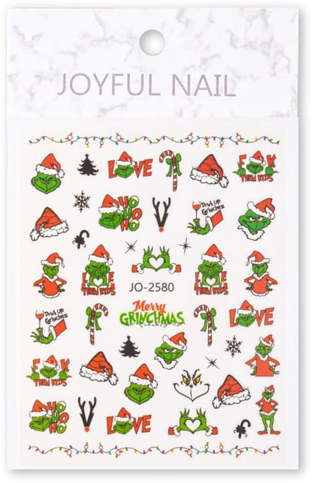 GNB-LAB - Zelfklevende Nagelstickers - Kerst - Grinch - JO-2580