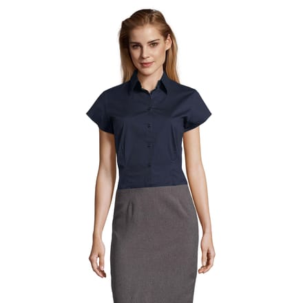 SOLS Dames/Dames Excess Stretch Blouse met Korte Mouwen (Donkerblauw)