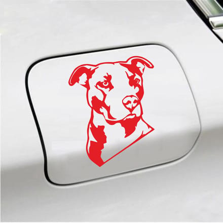 Bumpersticker - Pitbull  - 13 X 11 - Rood