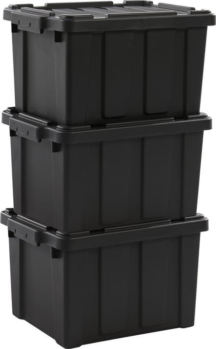 IRIS Powerbox Robuust Opbergbox - 21L - Kunststof - Zwart - Set van 3