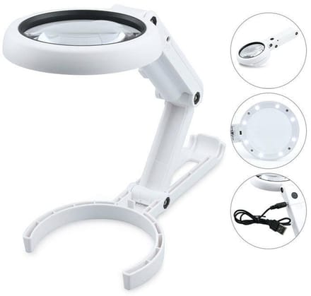LED-vergrootlamp, dimbare handsfree vergrootlamp met licht en standaard, bureauvergrootlamp