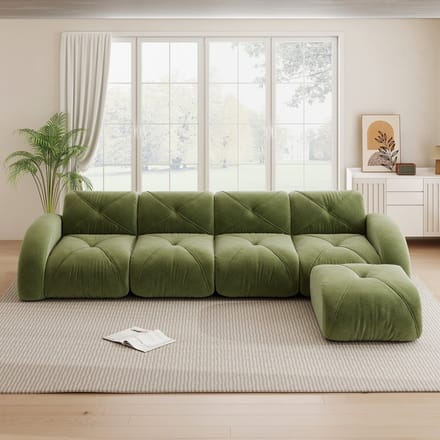 MODFU Modulaire Hoekbank - Zacht Chenille - Flexibel - Modern - Voor Woonkamer - Groen