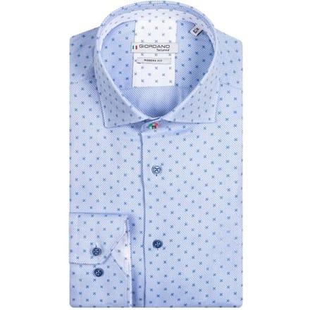 Giordano Overhemd Maggiore Minimal Diagonal Pattern Lichtblauw-Blauw / male