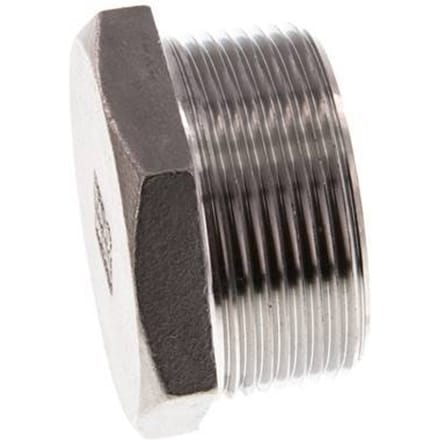 1 1/2'' NPT Buitendraad RVS Plug met Buitenzeskant 16 Bar